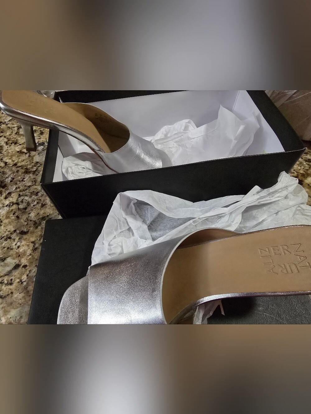 Naturalizer Metallic Silver Slide Mules